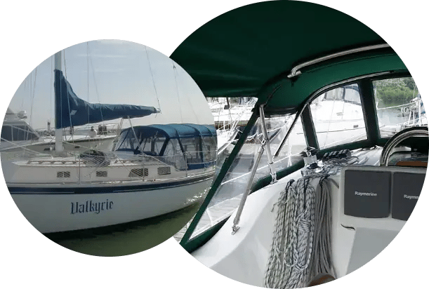 boat inferior and exterior collage