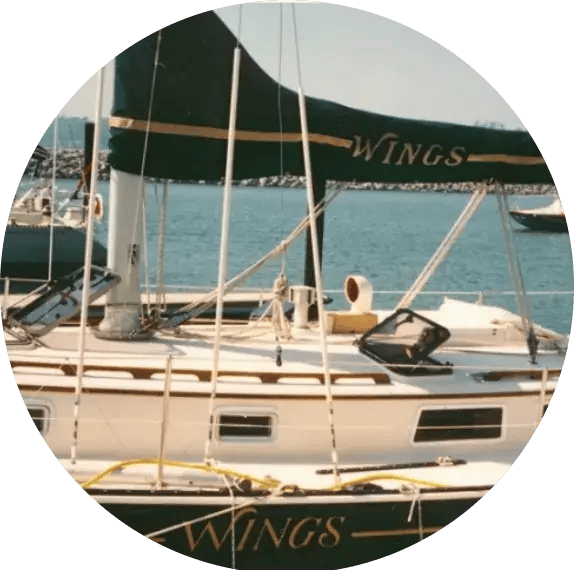 sail cover on boat on the lake