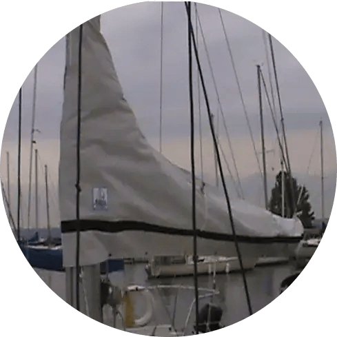 sail cover on docked boat